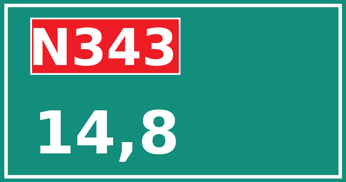 Hectometerbord N343 14,8
