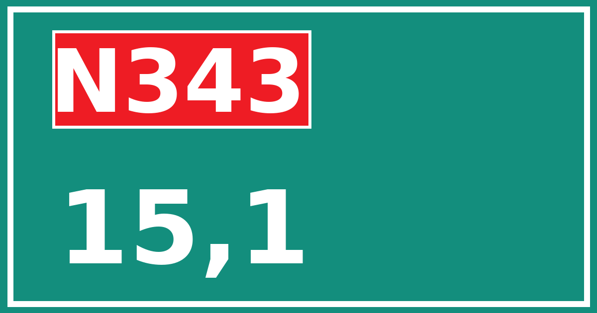 Hectometerbord N343 15,1
