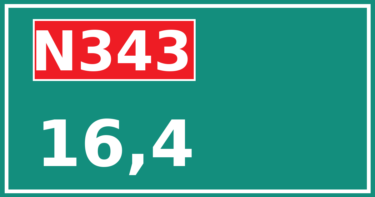 Hectometerbord N343 16,4