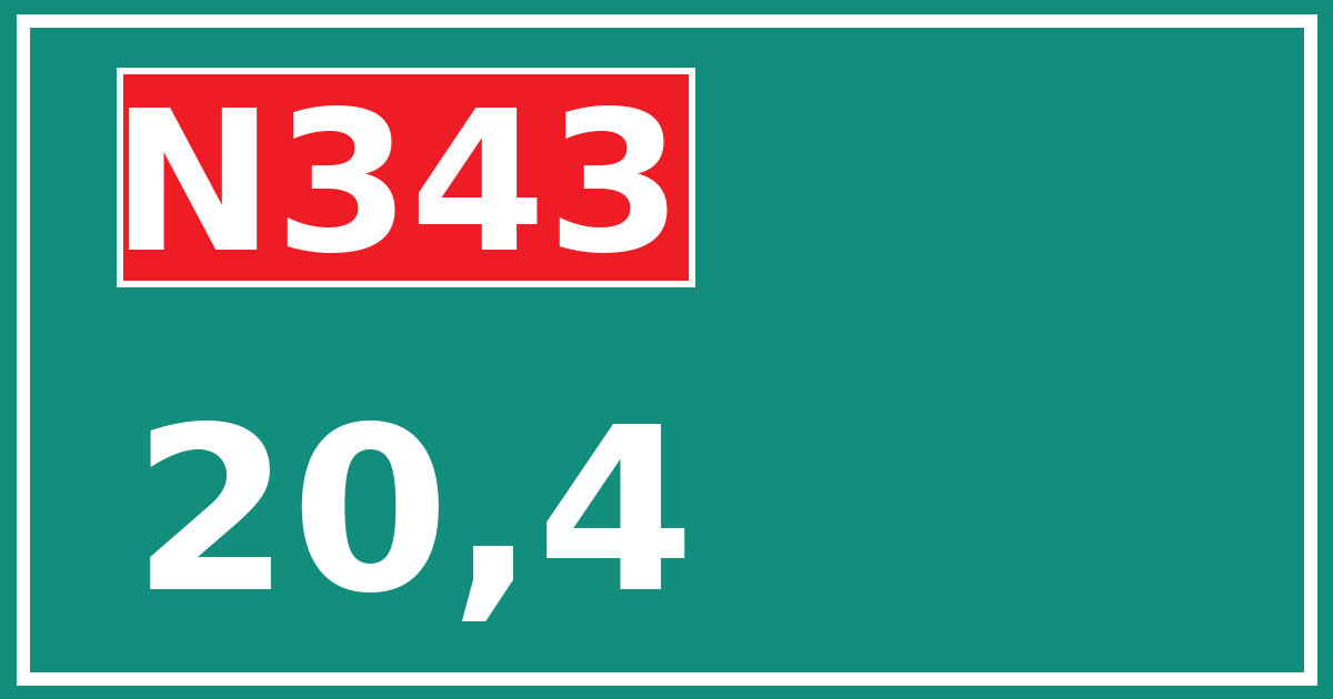 Hectometerbord N343 20,4
