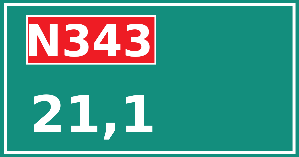 Hectometerbord N343 21,1