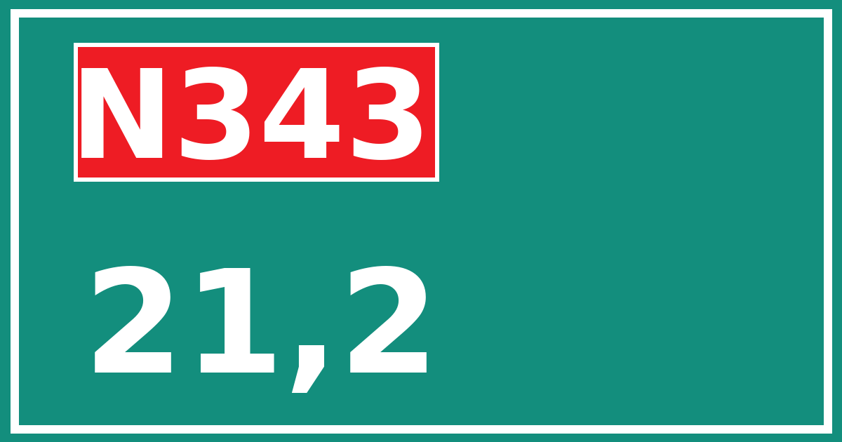 Hectometerbord N343 21,2