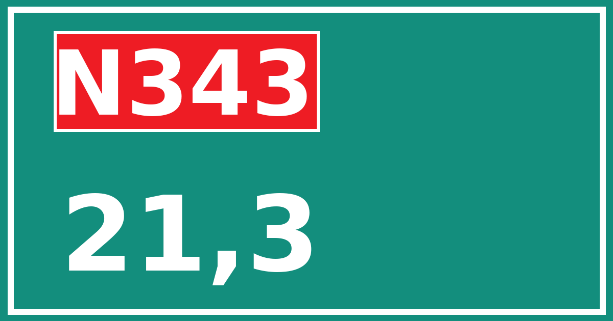 Hectometerbord N343 21,3
