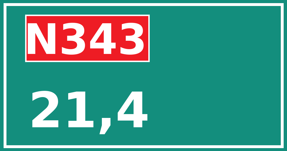 Hectometerbord N343 21,4