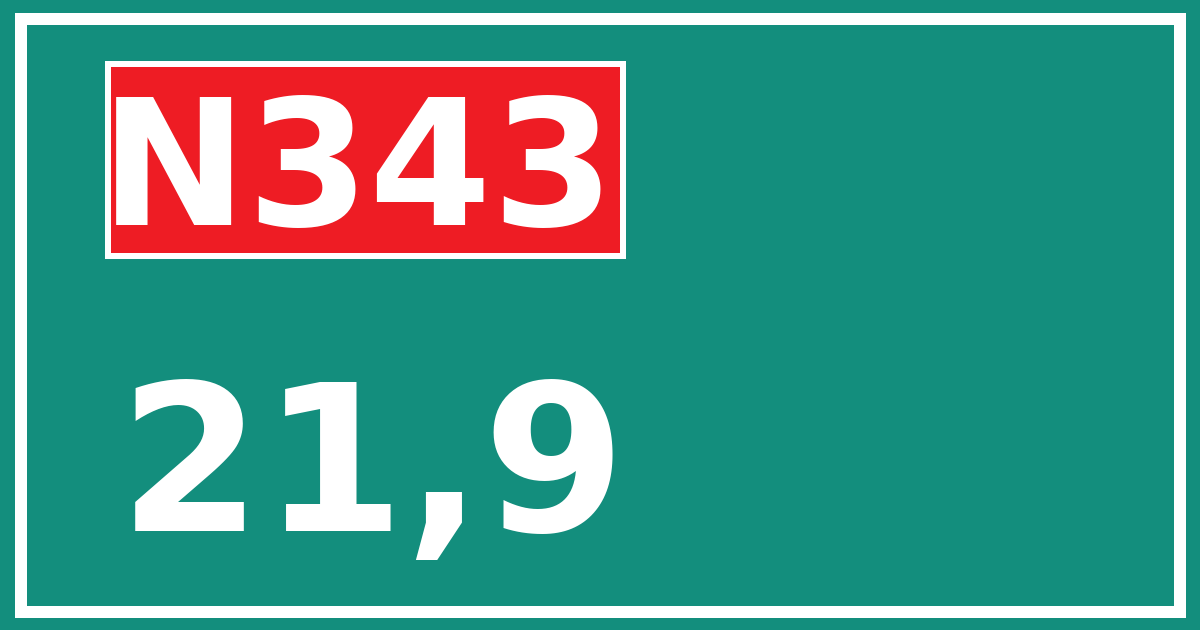 Hectometerbord N343 21,9