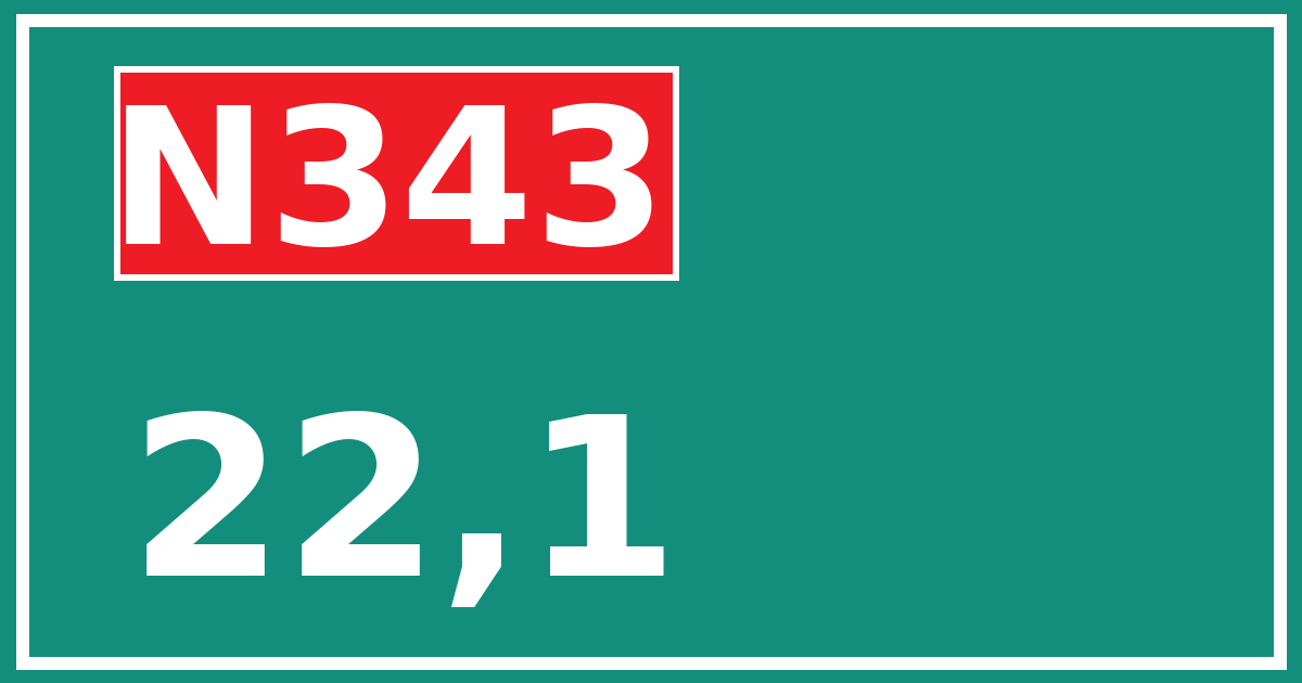 Hectometerbord N343 22,1