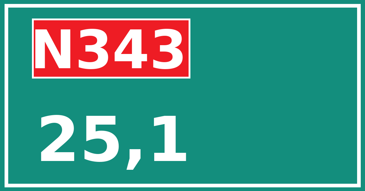 Hectometerbord N343 25,1