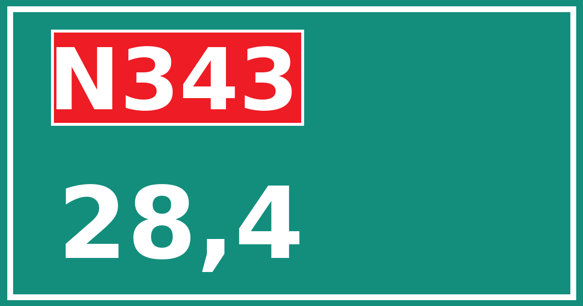 Hectometerbord N343 28,4