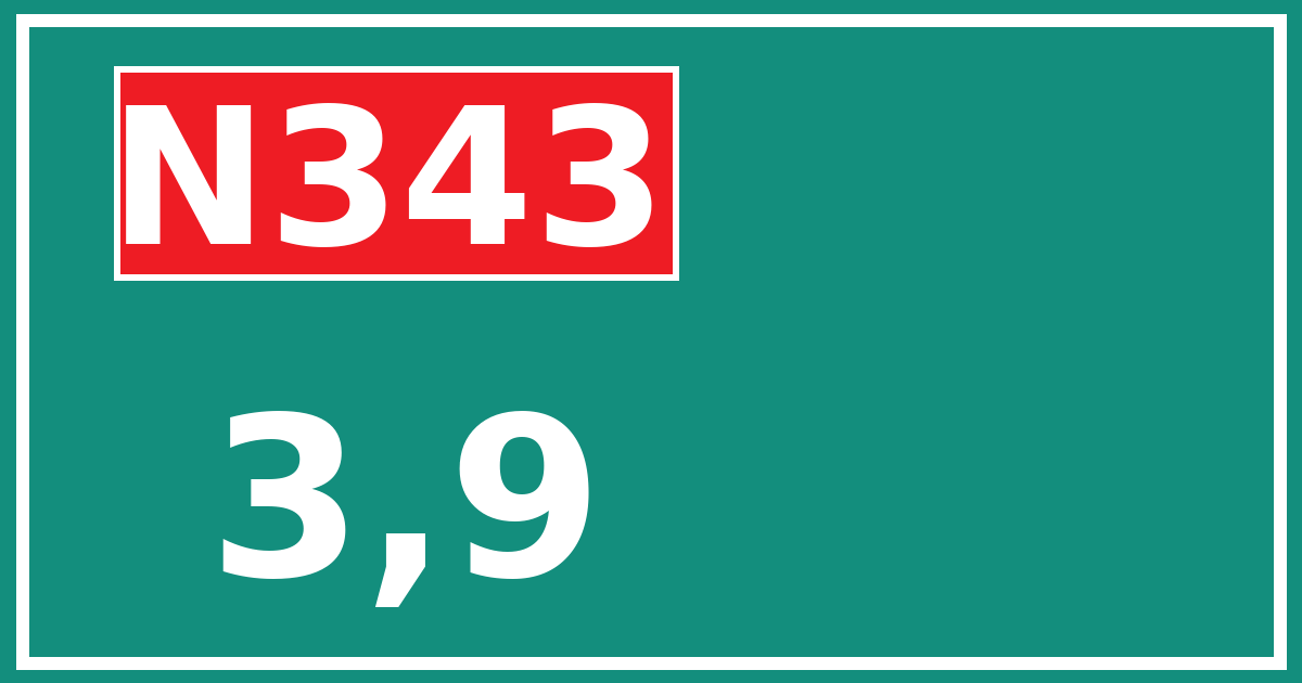 Hectometerbord N343 3,9