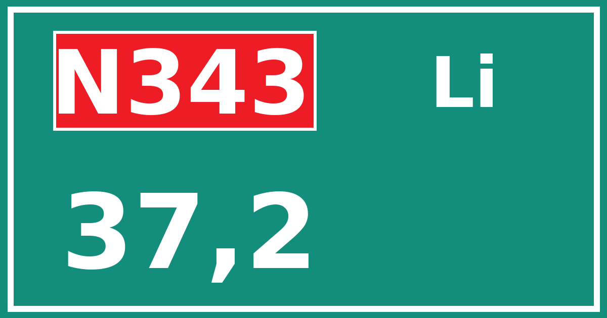 Hectometerbord N343 37,2 zijde Li