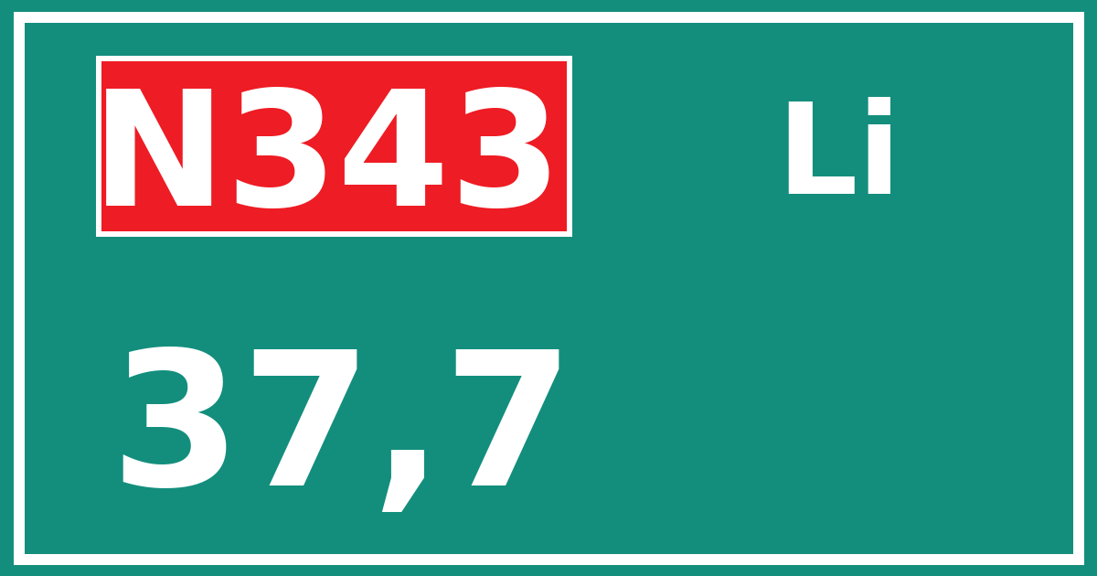Hectometerbord N343 37,7 zijde Li