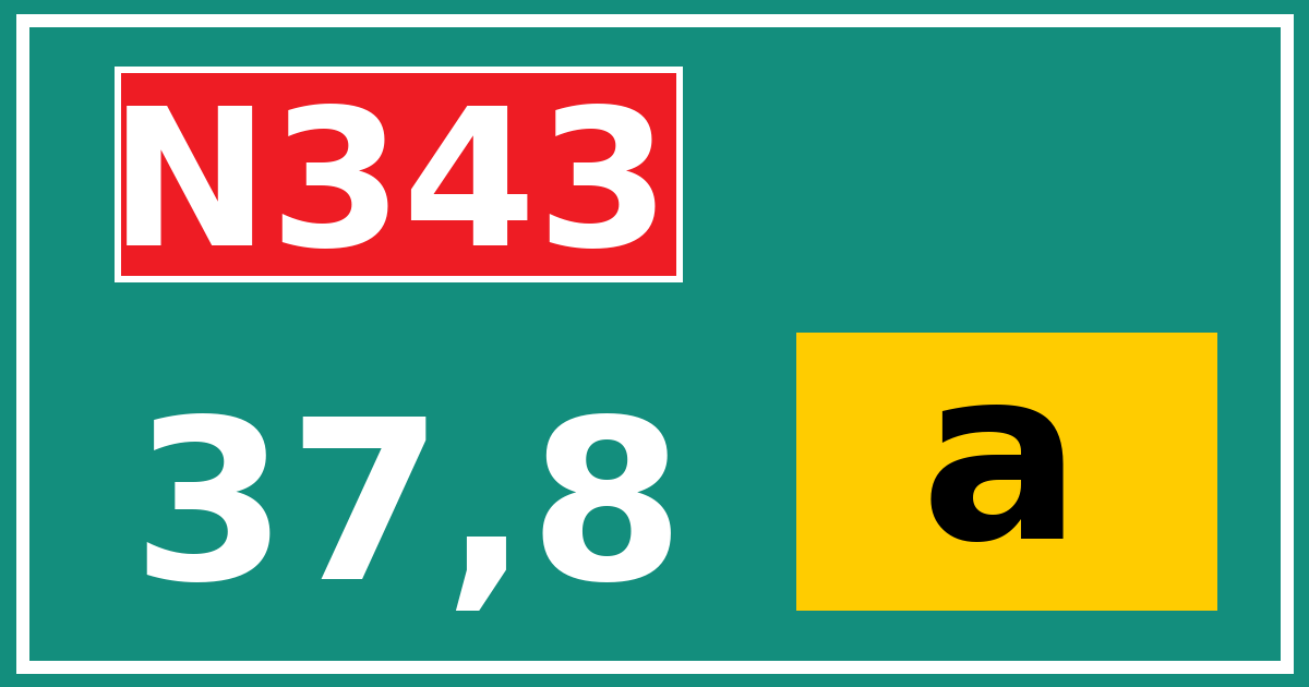 Hectometerbord N343 37,8 letter a