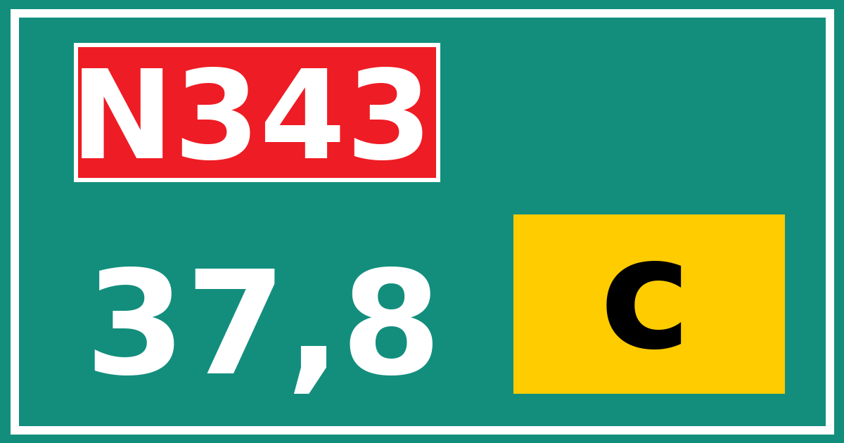 Hectometerbord N343 37,8 letter c