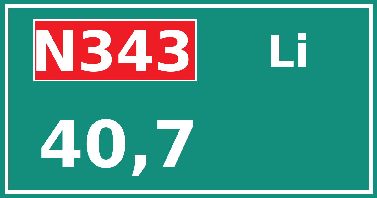 Hectometerbord N343 40,7 zijde Li