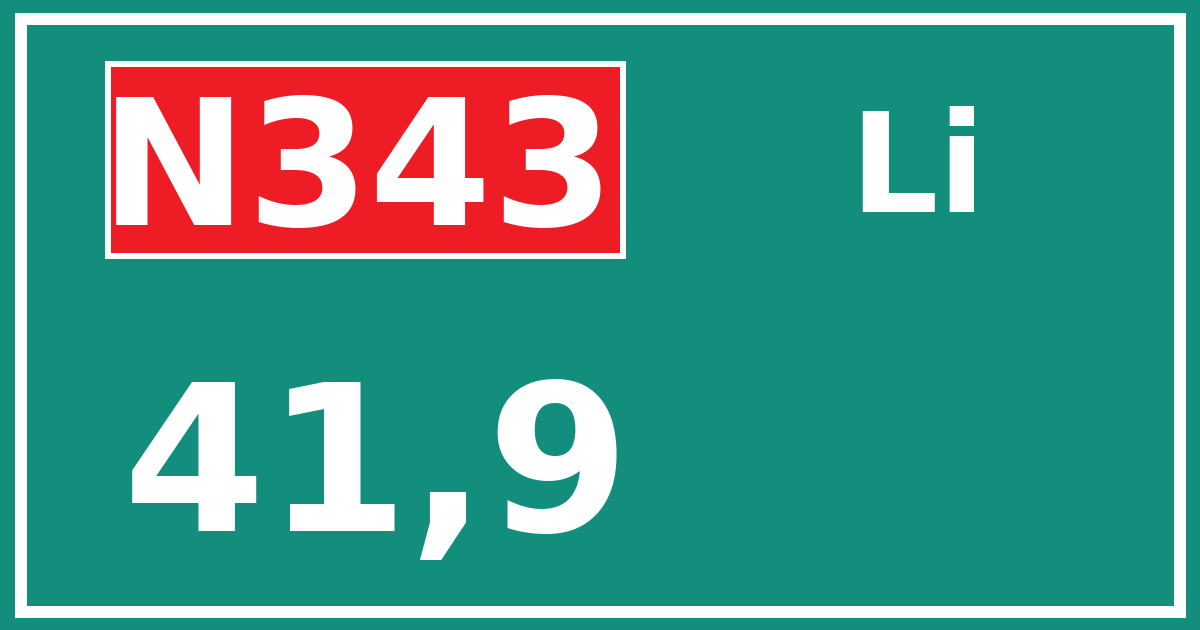 Hectometerbord N343 41,9 zijde Li