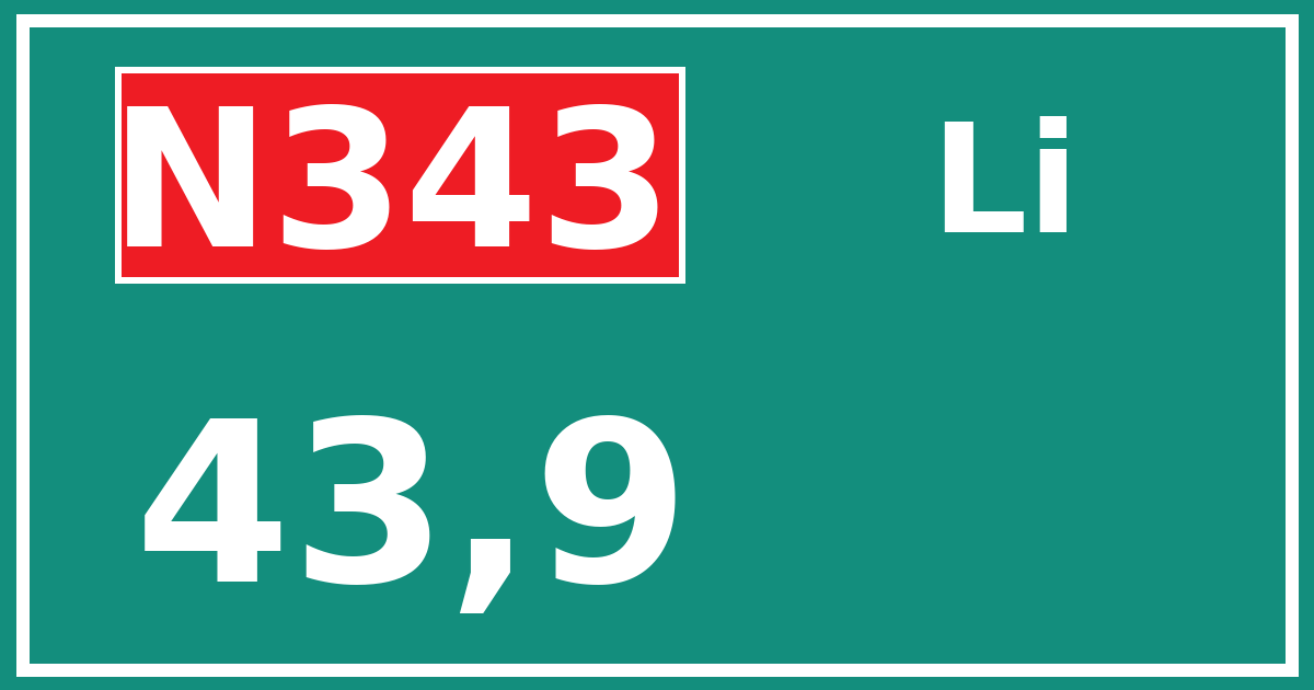 Hectometerbord N343 43,9 zijde Li