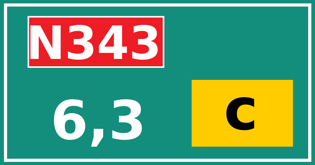 Hectometerbord N343 6,3 letter c