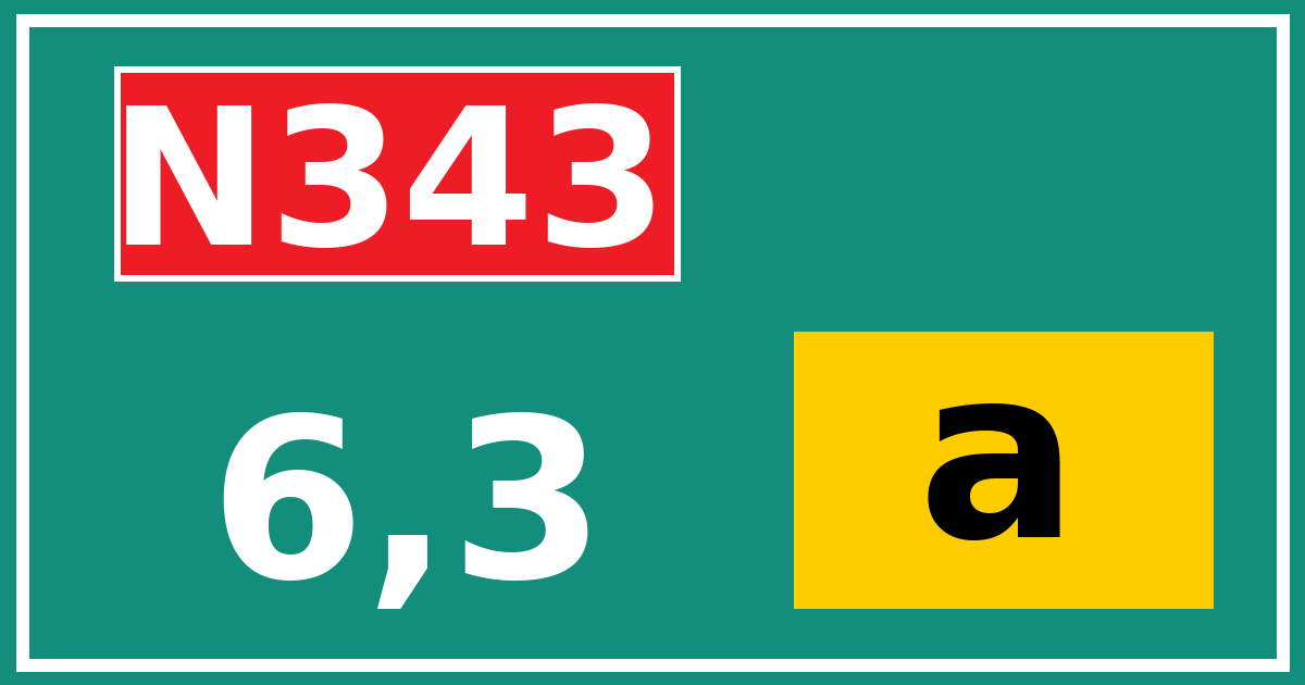 Hectometerbord N343 6,3 letter a