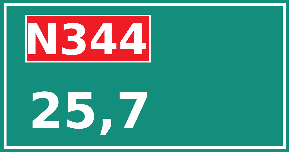 Hectometerbord N344 25,7