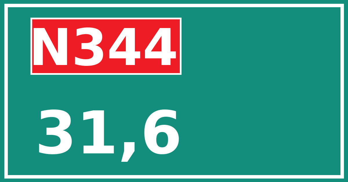 Hectometerbord N344 31,6