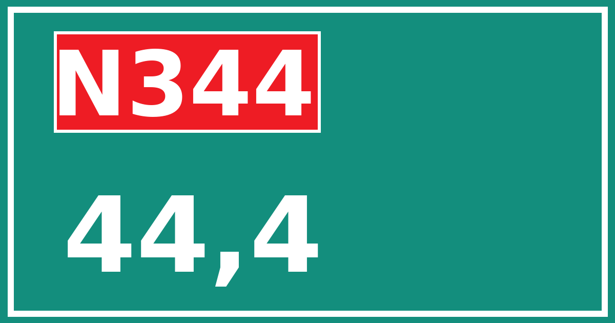 Hectometerbord N344 44,4