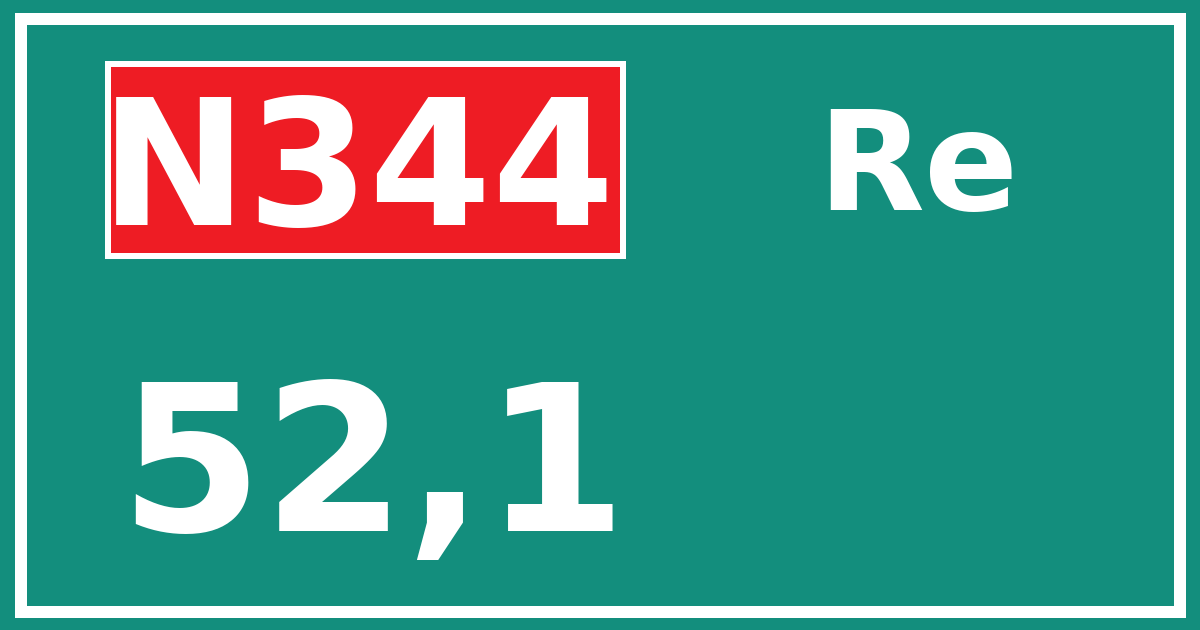 Hectometerbord N344 52,1 zijde Re