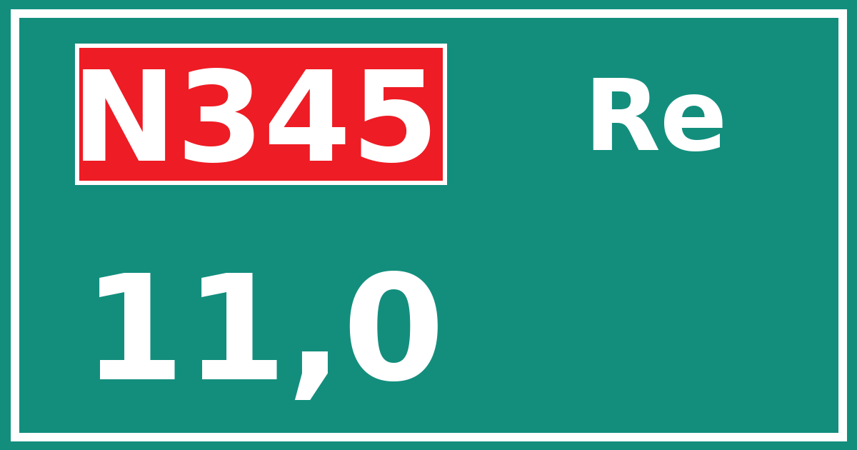 Hectometerbord N345 11,0 zijde Re