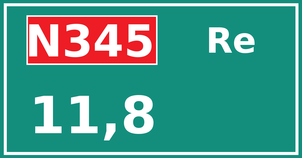 Hectometerbord N345 11,8 zijde Re