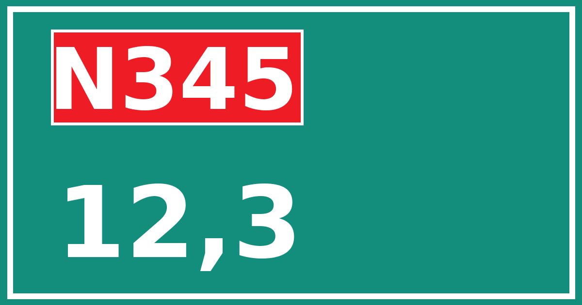 Hectometerbord N345 12,3