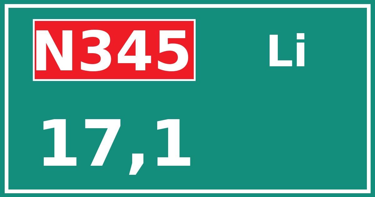 Hectometerbord N345 17,1 zijde Li
