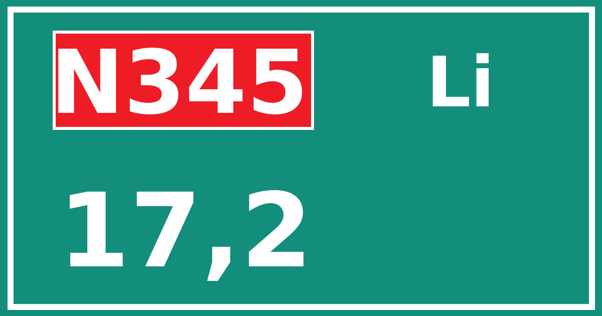 Hectometerbord N345 17,2 zijde Li