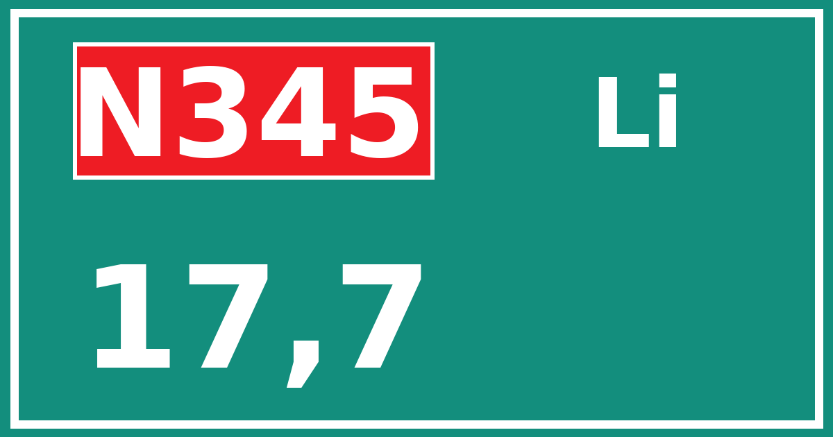 Hectometerbord N345 17,7 zijde Li