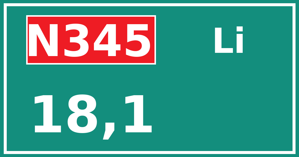 Hectometerbord N345 18,1 zijde Li