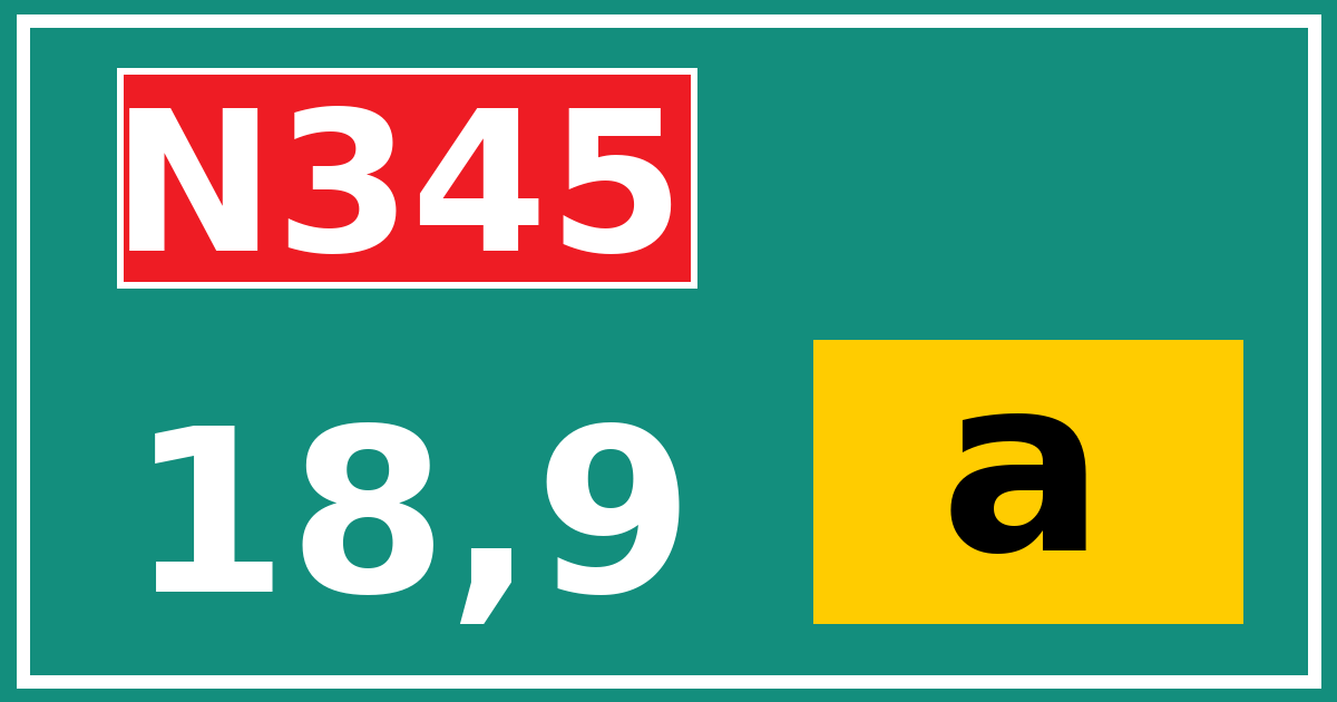 Hectometerbord N345 18,9 letter a