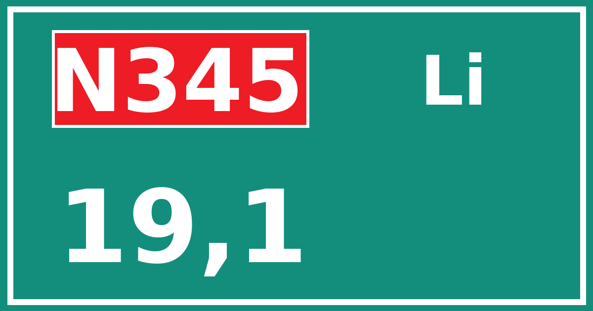 Hectometerbord N345 19,1 zijde Li
