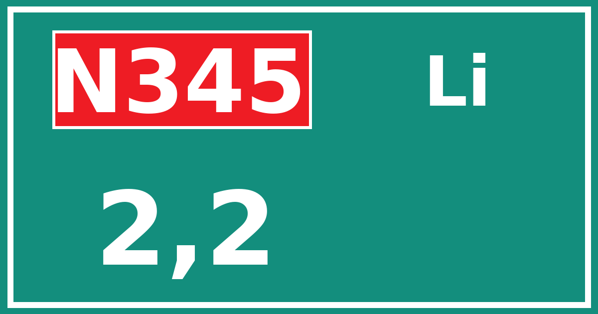 Hectometerbord N345 2,2 zijde Li