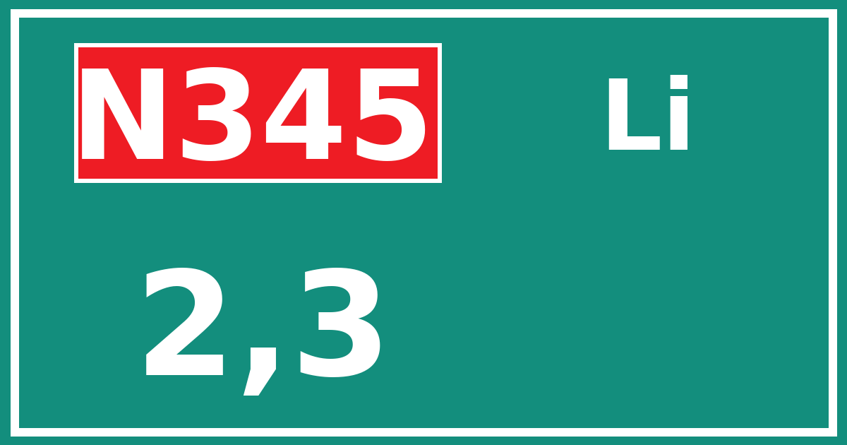 Hectometerbord N345 2,3 zijde Li