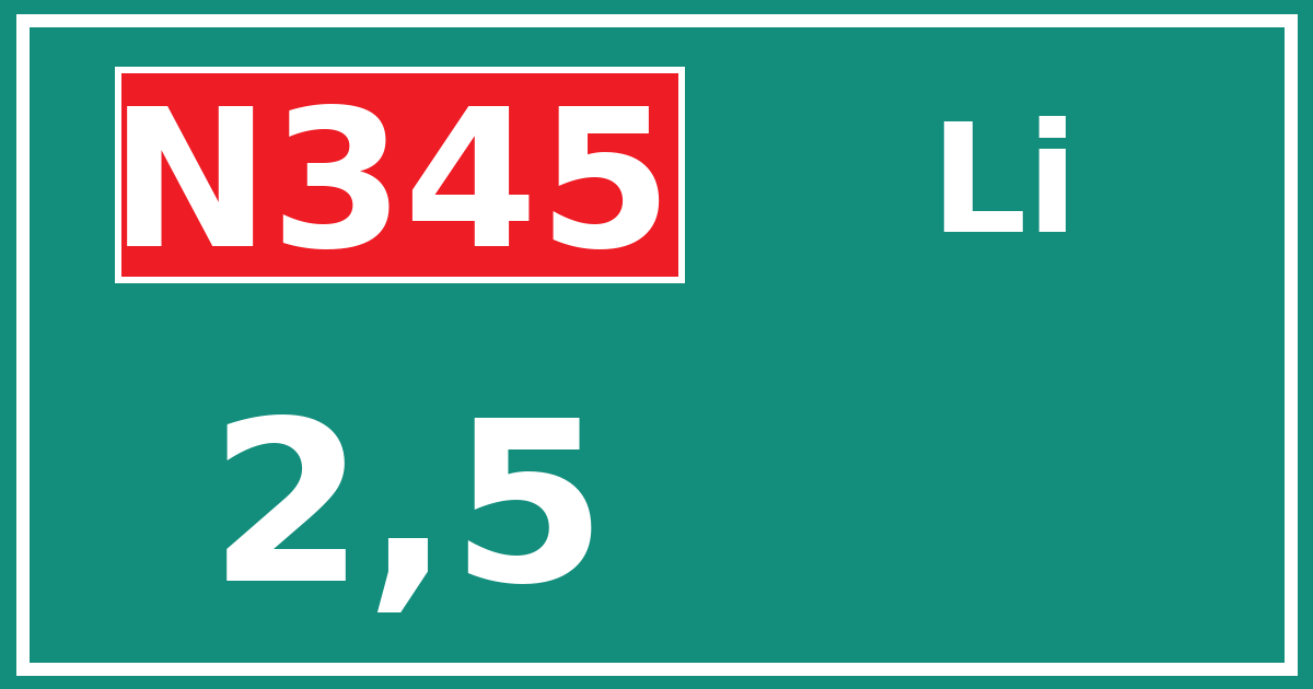 Hectometerbord N345 2,5 zijde Li