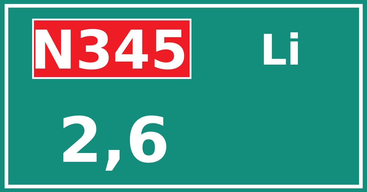 Hectometerbord N345 2,6 zijde Li
