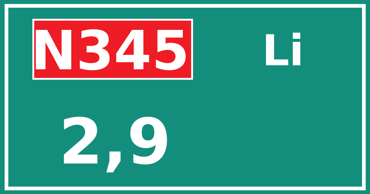 Hectometerbord N345 2,9 zijde Li