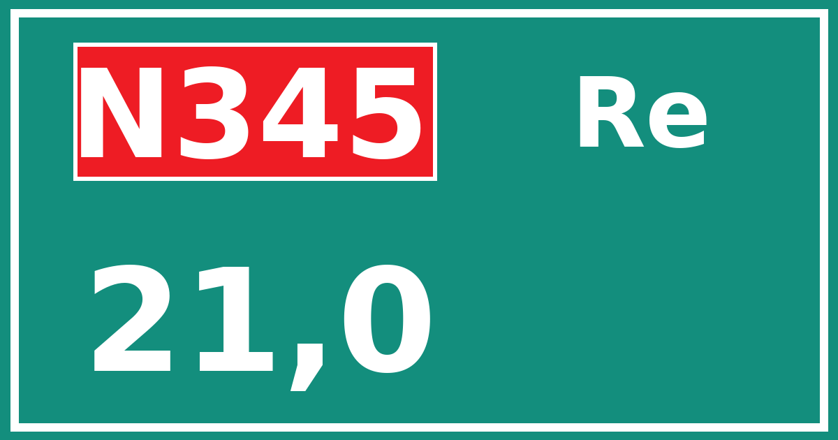 Hectometerbord N345 21,0 zijde Re