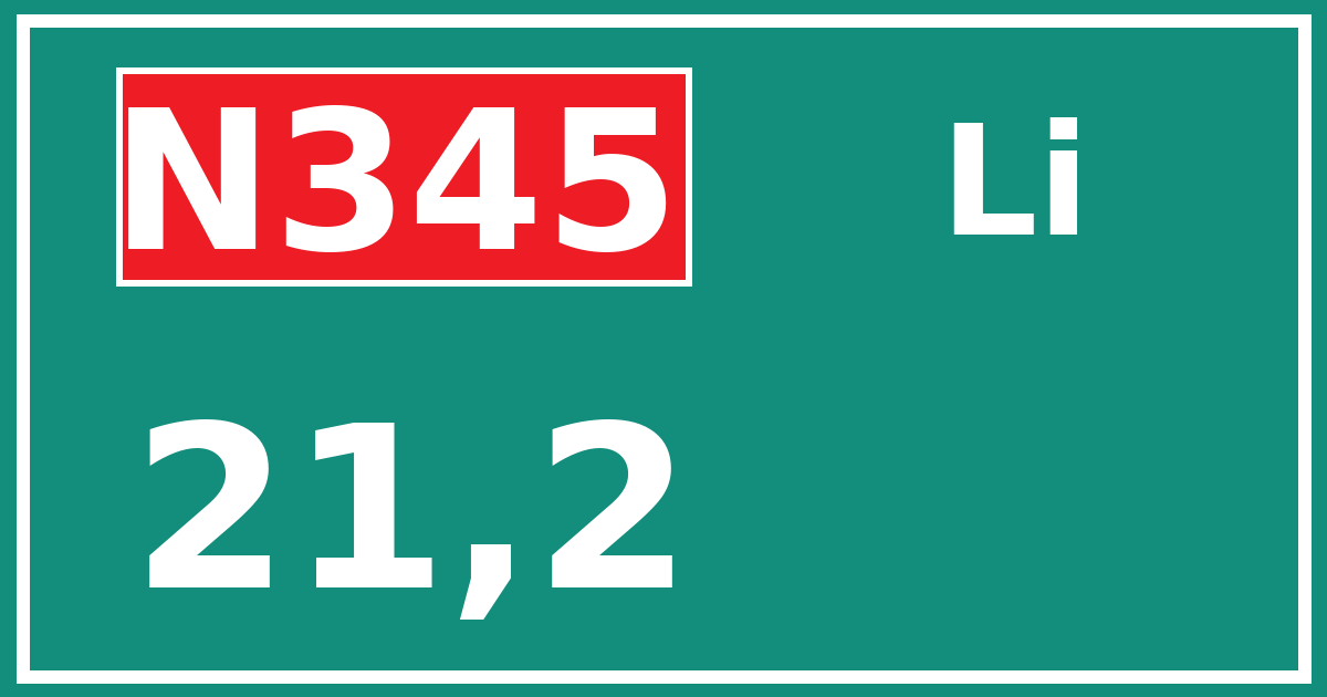 Hectometerbord N345 21,2 zijde Li