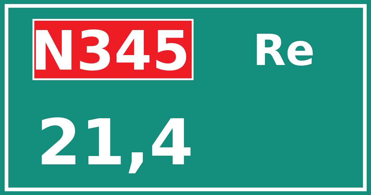 Hectometerbord N345 21,4 zijde Re