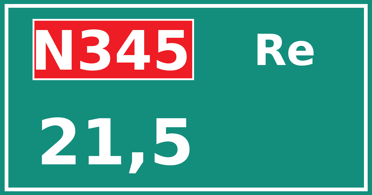 Hectometerbord N345 21,5 zijde Re