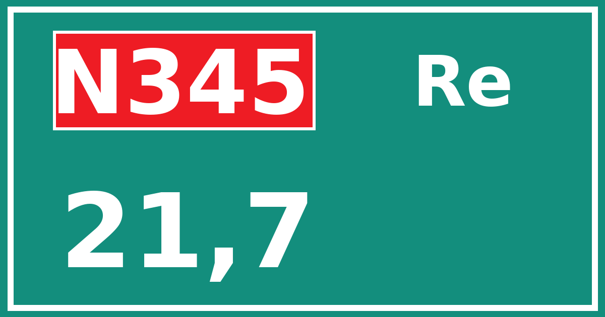 Hectometerbord N345 21,7 zijde Re