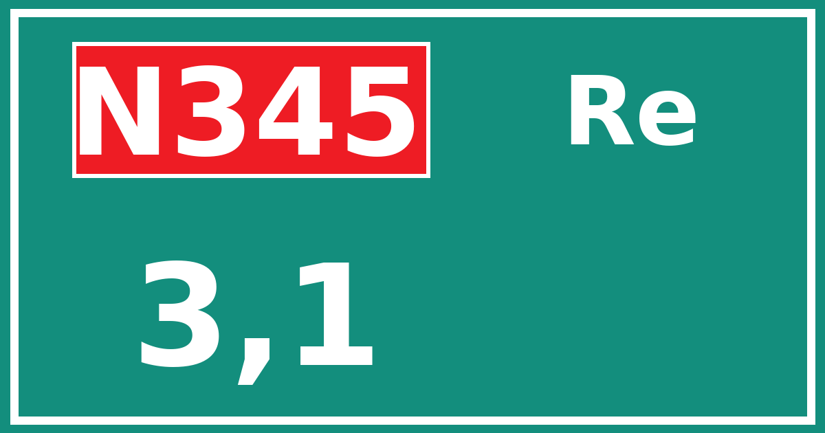 Hectometerbord N345 3,1 zijde Re