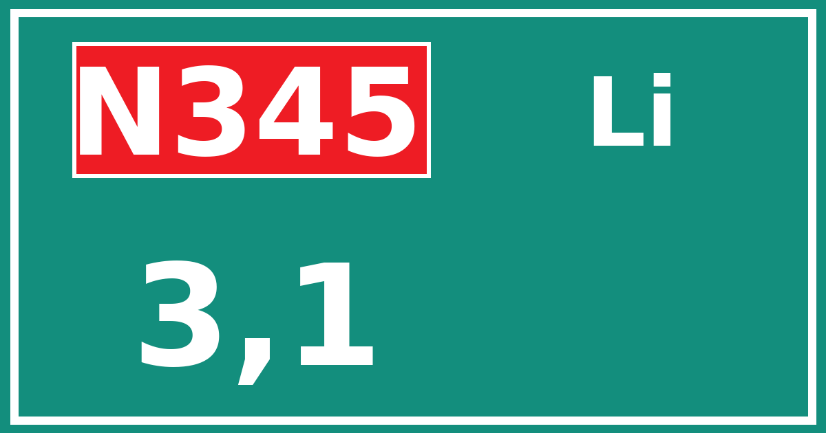 Hectometerbord N345 3,1 zijde Li