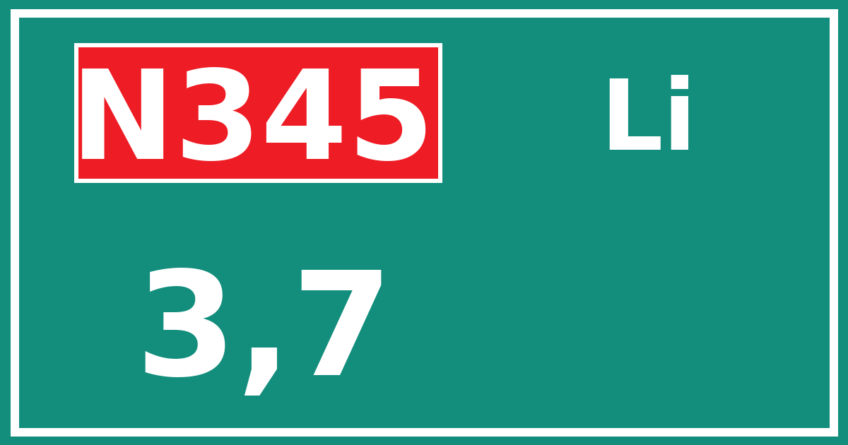 Hectometerbord N345 3,7 zijde Li