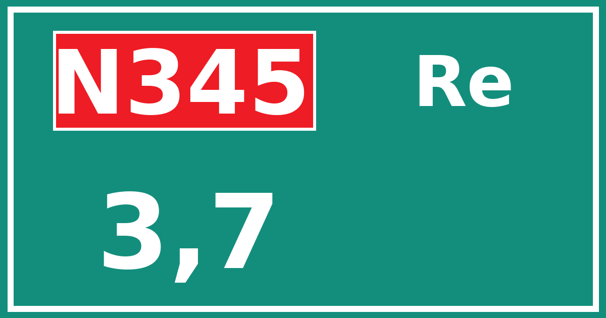 Hectometerbord N345 3,7 zijde Re
