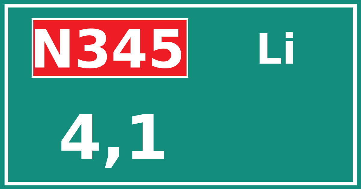 Hectometerbord N345 4,1 zijde Li